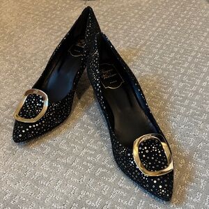 Rare Roger Vivier Decollete metallic polka dot printed suede pumps, size 39, GUC
